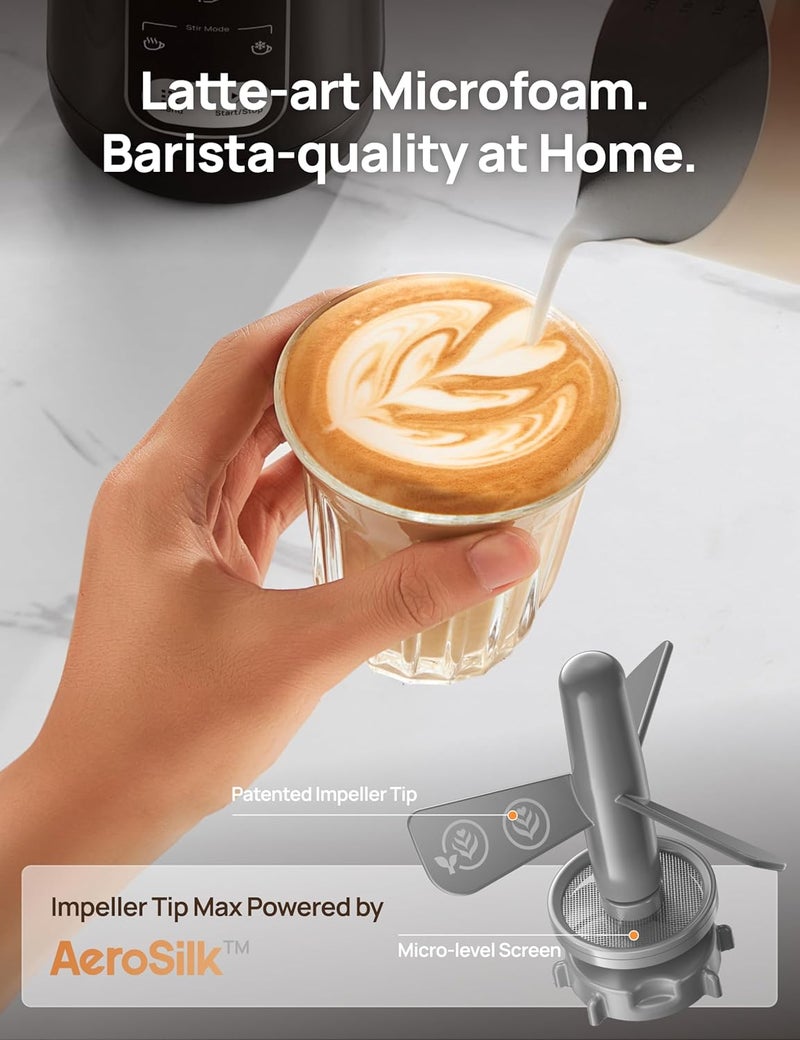 Dreo Milk Frother, 8-in-1 Electric Stainless Steel Frother for Latte Art Microfoam and Coffee, 9oz/270ml Warm and Cold Foam Automatic Frothers, LED, Easy to Clean - Image 4